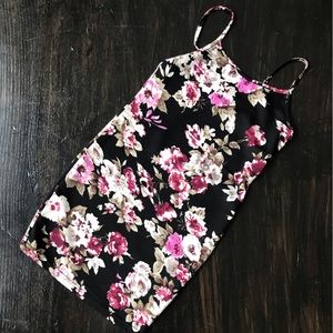 Shein black with pink flower dress size 10y
